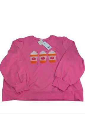 Mary Square Shelby Sweatshirt Top, Cherry Shake Ice Cream Coffee, New, Size 2X